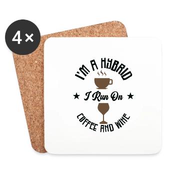 Kaffee Wein Hybrid Alkohol Kaffeesüchtig - Untersetzer (4er-Set) - Weiß - Vorne