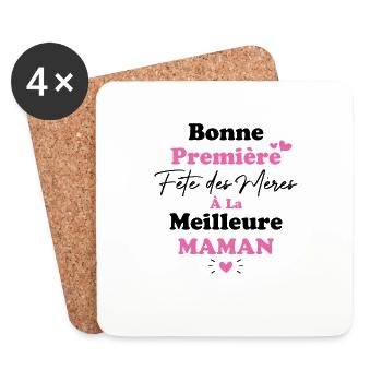 Bonne Première Fête des Mères À La Meilleure Maman - Dessous de verre (lot de 4) - blanc - Devant