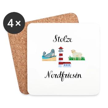 Stolze Nordfriesin - Untersetzer (4er-Set) - Weiß - Vorne
