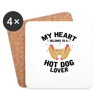 Mein Herz gehört Hot Dog Liebhaber Geschenk - Untersetzer (4er-Set) - Weiß - Vorne