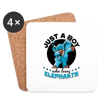 Juste un garçon qui aime les éléphants - Dessous de verre (lot de 4) - blanc - Devant