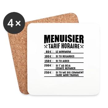Le Tarif Horaire D'un Menuisier - Dessous de verre (lot de 4) - blanc - Devant