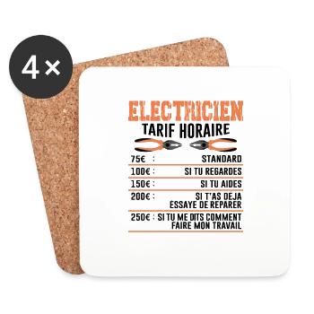 Le Tarif Horaire D'un Électricien - Dessous de verre (lot de 4) - blanc - Devant