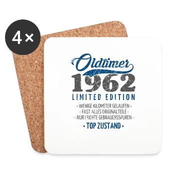 60 Jahre Oldtimer 1962 Jahrgang Geburtstag - Untersetzer (4er-Set) - Weiß - Vorne