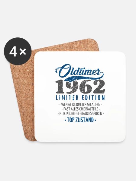 60 Jahre Oldtimer 1962 Jahrgang Geburtstag - Untersetzer (4er-Set) - Weiß