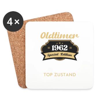 60 Jahre Oldtimer 1962 Jahrgang Geburtstag - Untersetzer (4er-Set) - Weiß - Vorne