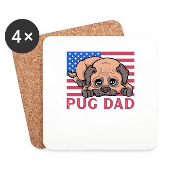 Pug Dad - Untersetzer (4er-Set) - Weiß - Vorne