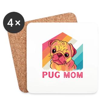 Pug Mom - Untersetzer (4er-Set) - Weiß - Vorne