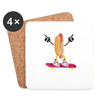 Hot Dog Skateboarder Skateboard skateboard skateboard - Dessous de verre (lot de 4) - blanc - Devant