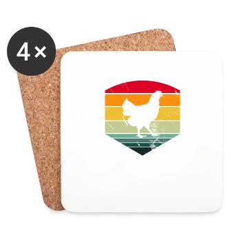 Amateur de poulet Farmer Retro vintage Idée cadeau - Dessous de verre (lot de 4) - blanc - Devant