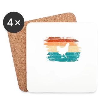 Chicken Farmer lover Retro vintage Gift idea - Untersetzer (4er-Set) - Weiß - Vorne
