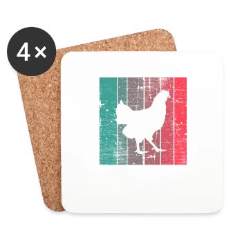 Amateur de poulet Farmer Retro vintage Idée cadeau - Dessous de verre (lot de 4) - blanc - Devant