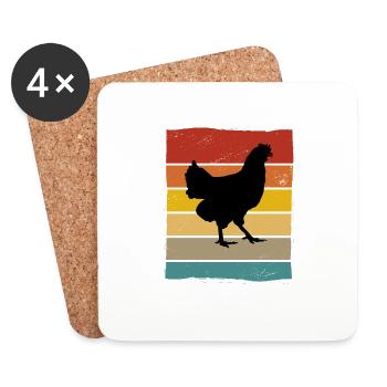 Amateur de poulet Farmer Retro vintage Idée cadeau - Dessous de verre (lot de 4) - blanc - Devant