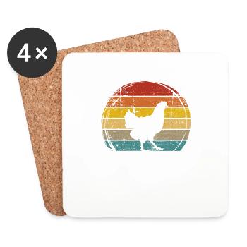 Chicken Farmer lover Retro vintage Gift idea - Untersetzer (4er-Set) - Weiß - Vorne