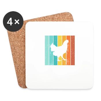 Amateur de poulet Farmer Retro vintage Idée cadeau - Dessous de verre (lot de 4) - blanc - Devant