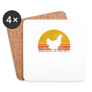 Chicken Farmer lover Retro vintage Gift idea - Untersetzer (4er-Set) - Weiß - Vorne