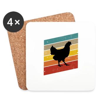 Chicken Farmer lover Retro vintage Gift idea - Untersetzer (4er-Set) - Weiß - Vorne