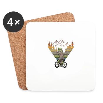 Faultier auf MTB Mountain Bike slow Biker - Untersetzer (4er-Set) - Weiß - Vorne