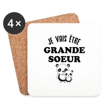 Je vais être grande sœur, Future grande soeur - Dessous de verre (lot de 4) - blanc - Devant