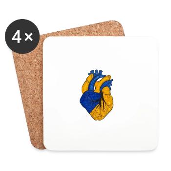 Cœur ukrainien. Le drapeau original de l’Ukraine. - Dessous de verre (lot de 4) - blanc - Devant