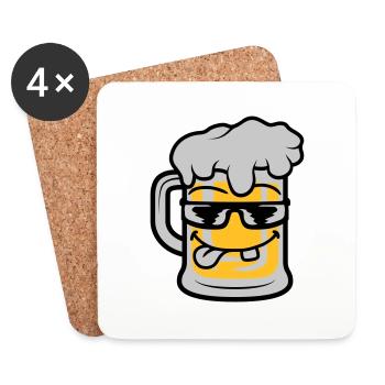 Tasse à bière Cool Face - Dessous de verre (lot de 4) - blanc - Devant