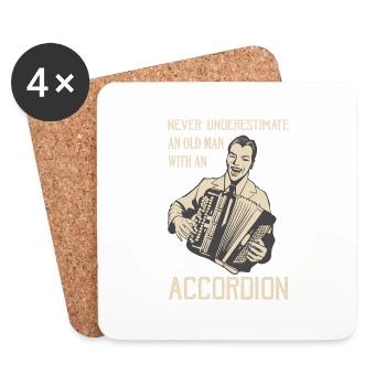 Never Underestimate An Old Man With An Accordion P - Coasters (set of 4) - white - Front