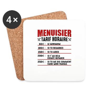 Le Tarif Horaire D'un Menuisier - Dessous de verre (lot de 4) - blanc - Devant