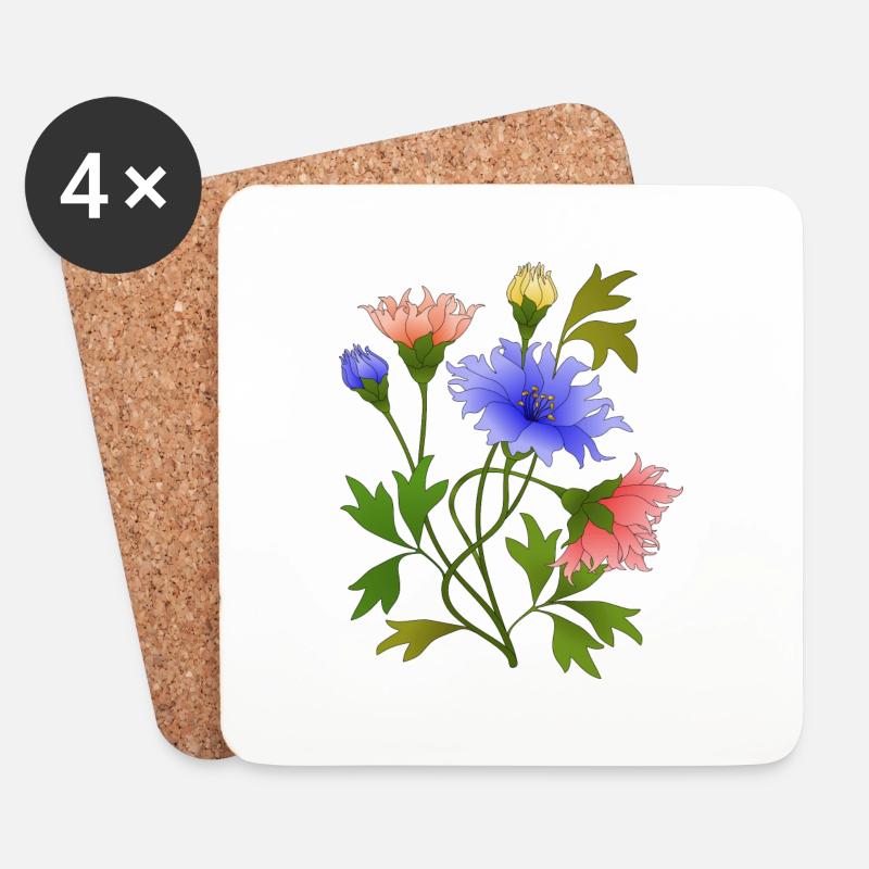 Blumen - Untersetzer (4er-Set) - Weiß