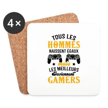 Les meilleurs hommes deviennent gamers - Dessous de verre (lot de 4) - blanc - Devant