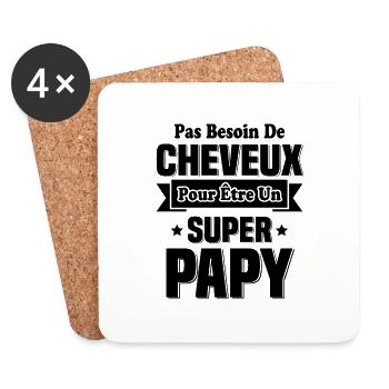 Pas Besoin De Cheveux Pour Être Un Super Papy - Dessous de verre (lot de 4) - blanc - Devant