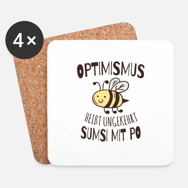 Optimismus heißt umgekehrt Sums mit Po - Untersetzer (4er-Set) - Weiß