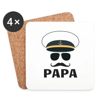 PAPA CAPITAINE DE NAVIRE - Dessous de verre (lot de 4) - blanc - Devant