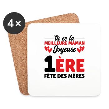 1ère Fête Des Mères Maman Cadeau Anniversaire Noël - Dessous de verre (lot de 4) - blanc - Devant