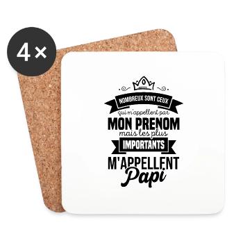 Les Plus Importants M'appellent Papi Cadeau Papy - Dessous de verre (lot de 4) - blanc - Devant
