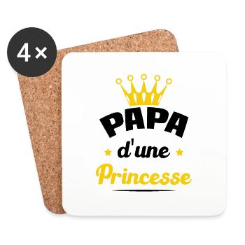 Papa d'une Princesse Cadeau Père et Fille - Dessous de verre (lot de 4) - blanc - Devant