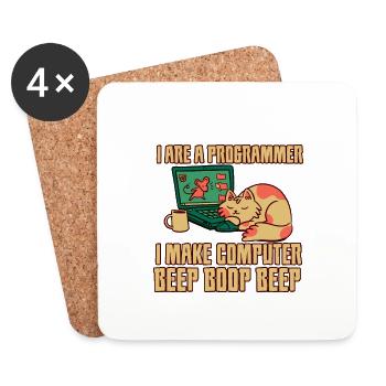 I Are A Programmer I Make Computer Beep Boop Beep - Coasters (set of 4) - white - Front