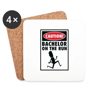 Bachelor Caution Groom Anniversaire de mariage - Dessous de verre (lot de 4) - blanc - Devant