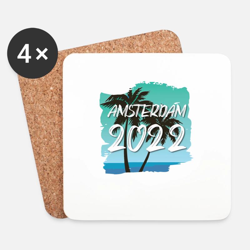 Amsterdam 2022 - Untersetzer (4er-Set) - Weiß