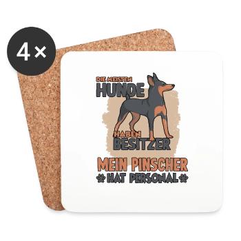 Pinscher Witziges Aussie Hundehalter Gassi - Untersetzer (4er-Set) - Weiß - Vorne