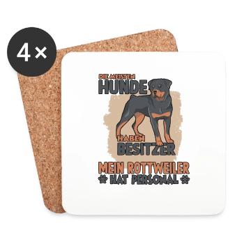 Rottweiler Gassi Witziges Hundehalter Rottweiler - Untersetzer (4er-Set) - Weiß - Vorne