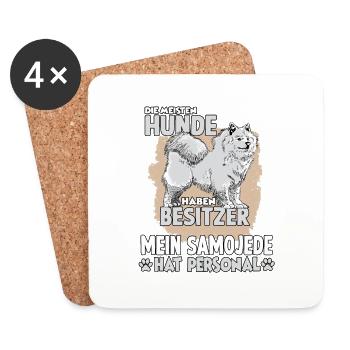 Samojede Hundebesitzer Gassi Witziges Hundehalter - Untersetzer (4er-Set) - Weiß - Vorne