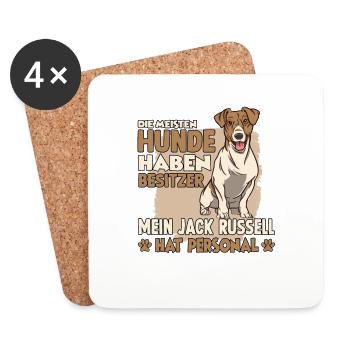 Jack Russell Hundebesitzer lustiges Gassi Hunde - Untersetzer (4er-Set) - Weiß - Vorne