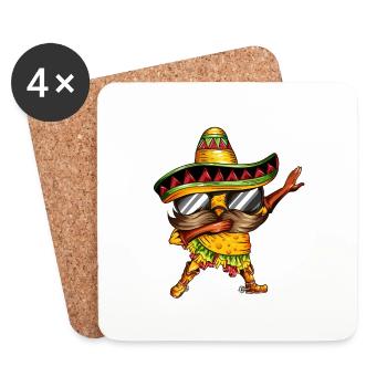 Taco Tacos Dance Dab Mexique Tenue mexicaine - Dessous de verre (lot de 4) - blanc - Devant
