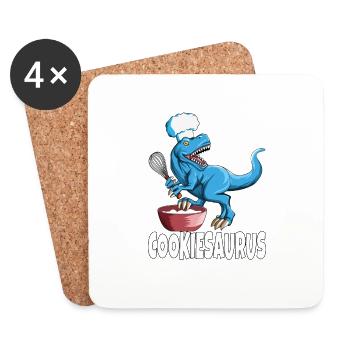 T Rex Cookiesaurus Wortspiel für Back Fans Bäcker - Untersetzer (4er-Set) - Weiß - Vorne