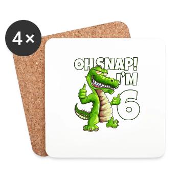 Crocodile Alligator Birthday Outfit 6th Birthday - Coasters (set of 4) - white - Front