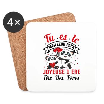 Papa Idée Cadeau Anniversaire Humour Noël Amour - Dessous de verre (lot de 4) - blanc - Devant