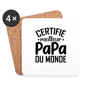 Certifié Meilleur Papa Du Monde - Dessous de verre (lot de 4) - blanc - Devant