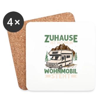 Zuhause ist wo mein Wohnmobil steht Camping Campe - Untersetzer (4er-Set) - Weiß - Vorne