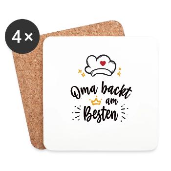 Oma backt am Besten Hobby Backen Omas Kuchen - Untersetzer (4er-Set) - Weiß - Vorne