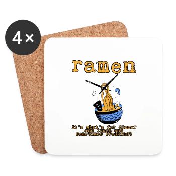 Ramen, pour le dîner et le déjeuner et le petit-déjeuner 3 - Dessous de verre (lot de 4) - blanc - Devant